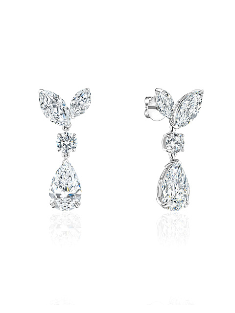 Earrings with marquise-cut LG diamonds, 1