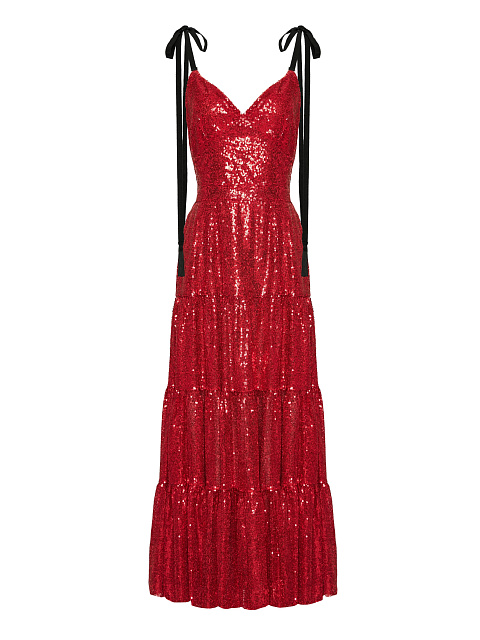 Red Sequined Midi Dress, 1