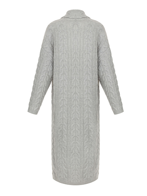 Light Grey Cashmere Cable Knit Long Cardigan, 3