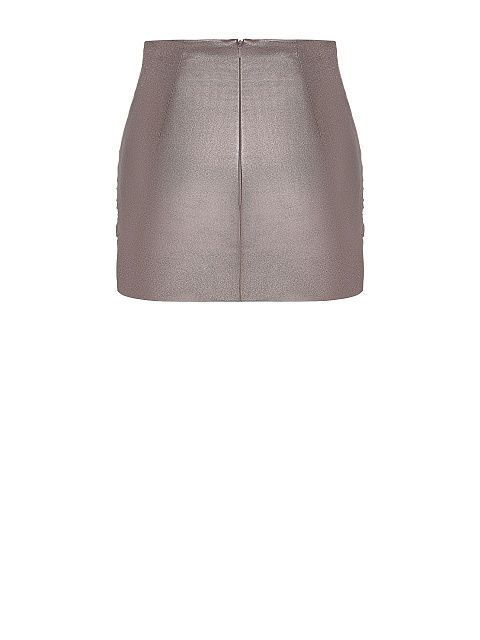 Powder pink faux leather mini skirt with draping, 3 Powder pink faux leather mini skirt with draping, 3