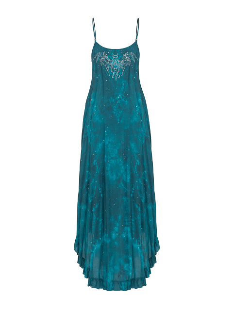 Turquoise Viscose Sundress With Crystals, 2