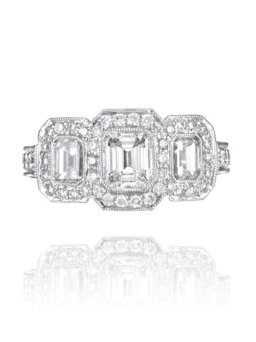 Baguette Diamond, Round Diamond & White Gold Ring, 2