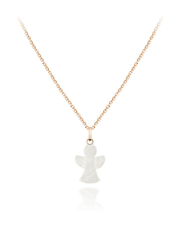 Rose gold necklace with a carved mother-of-pearl pendant, 1