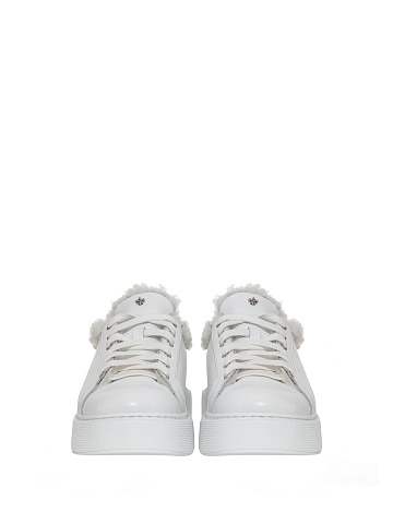 White leather sneakers with fur, 2