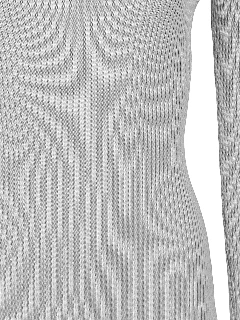 Grey Rib Knit Turtleneck Mini Dress, 3