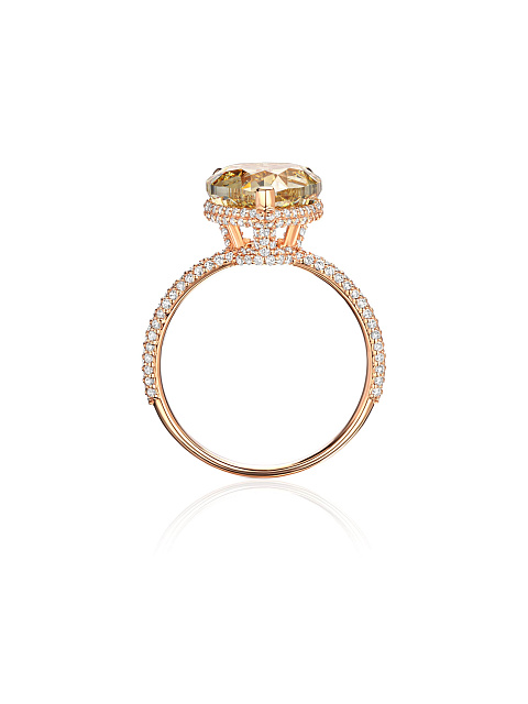 Rose gold ring with a brown heart-cut diamond, 4