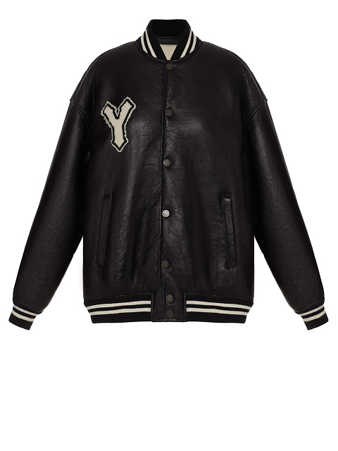 Black & White Oversized Shearling Varsity Jacket, 1 Black & White Oversized Shearling Varsity Jacket, 1