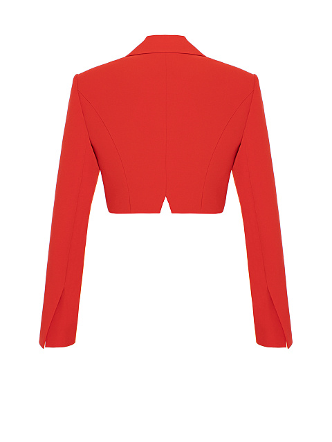 Red Cropped Rayon Blazer, 2