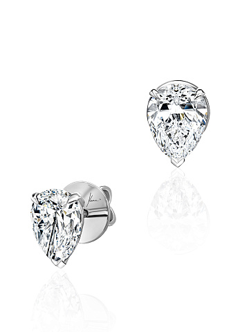 Pear Cubic Zirconia & White Gold Earrings, 1