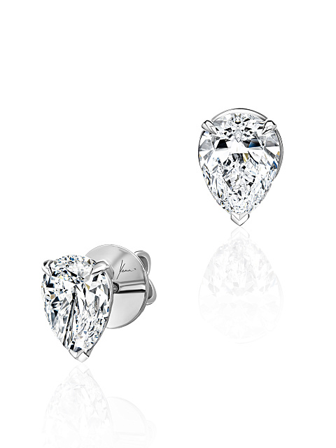 Pear Cubic Zirconia & White Gold Earrings, 1