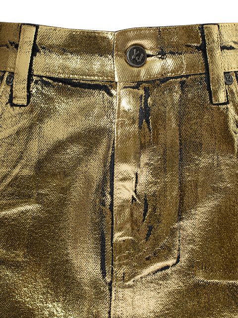 Golden Plated Denim Mini Skirt, 4
