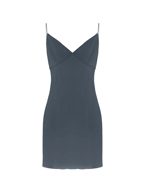 ​​Grey Chiffon Dress with Ruffles and Lace, 4