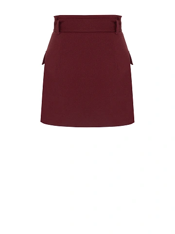 Burgundy Mini Skirt With Pockets, 2