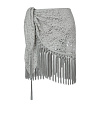 Серая юбка-мини из кружева с бахромой
