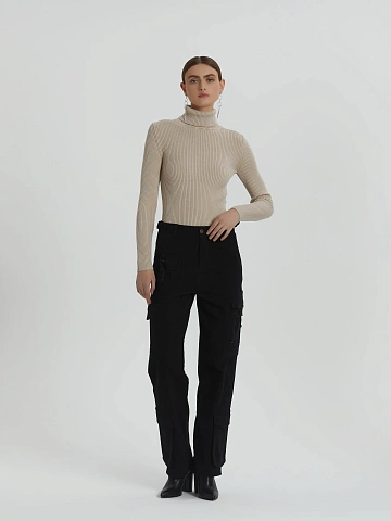 Black Cotton Cargo Pants, 2