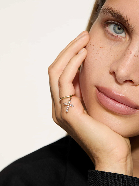 Rose Gold & Diamonds Cross Ring, 3