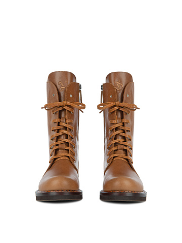 Brown Leather Embroidered Boots, 2