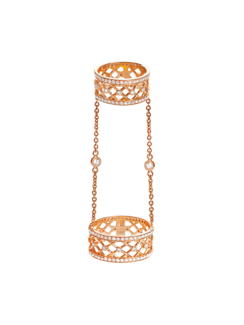 Rose Gold & Diamond Double Ring, 1