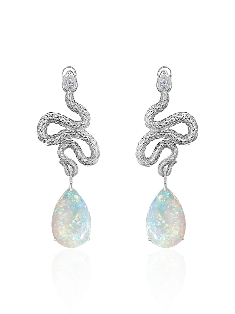 White Gold, Opal & Diamonds Earrings, 1