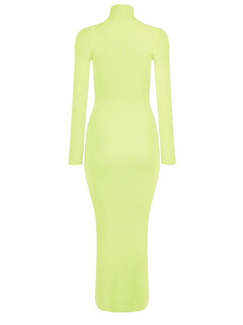 Neon Green Rib Knit Turtleneck Maxi Dress, 2 Neon Green Rib Knit Turtleneck Maxi Dress, 2