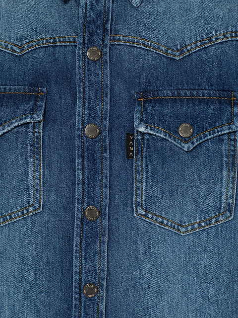 Blue Washed Denim Shirt, 4