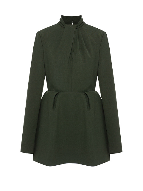 Green Draped Wool Mini Dress, 1 Green Draped Wool Mini Dress, 1
