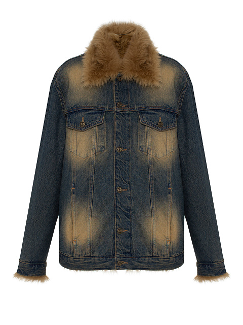 Blue Denim Jacket With Shearling Fur, 1