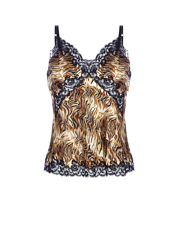 Lace Trimmed Animal Printed Silk Top, 1
