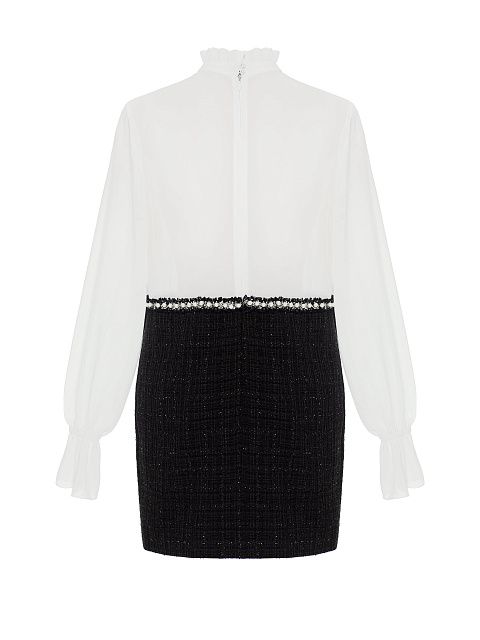 Black and white chiffon and tweed mini dress, 2 Black and white chiffon and tweed mini dress, 2