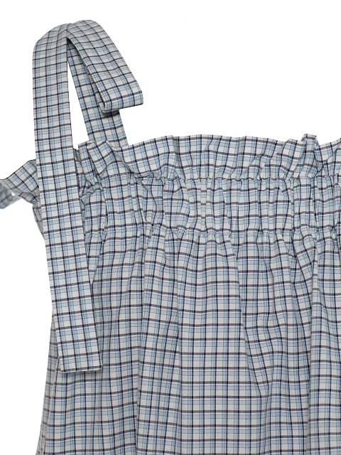 Blue & White Checkered Top With Tie Straps, 3 Blue & White Checkered Top With Tie Straps, 3
