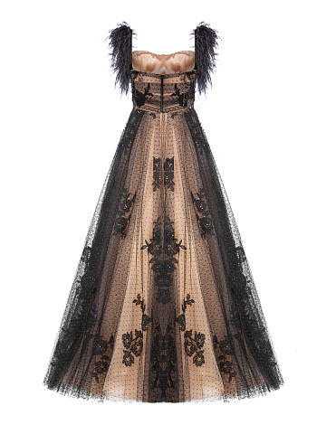 Black & Beige Lace Maxi Dress, 2
