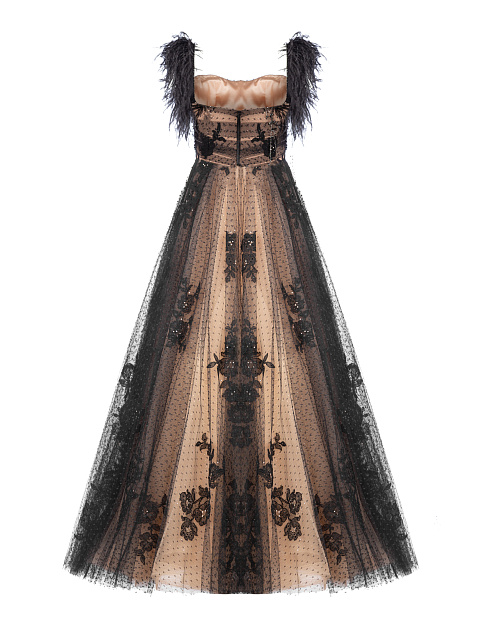 Black & Beige Lace Maxi Dress, 2