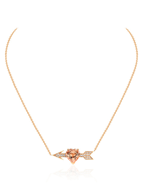 Rose Gold, Heart-cut Morganite & Diamonds Necklace, 2