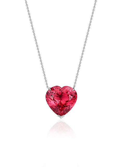 White gold necklace with a heart-cut pink tourmaline pendant, 1