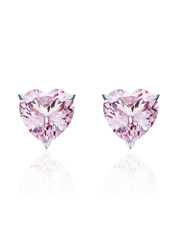Heart Morganite, Round Diamond & White Gold Earrings, 2