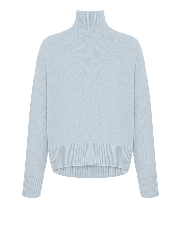Light Blue Lurex Royal Cashmere Turtleneck Sweater, 1