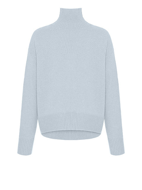 Light Blue Lurex Royal Cashmere Turtleneck Sweater, 1
