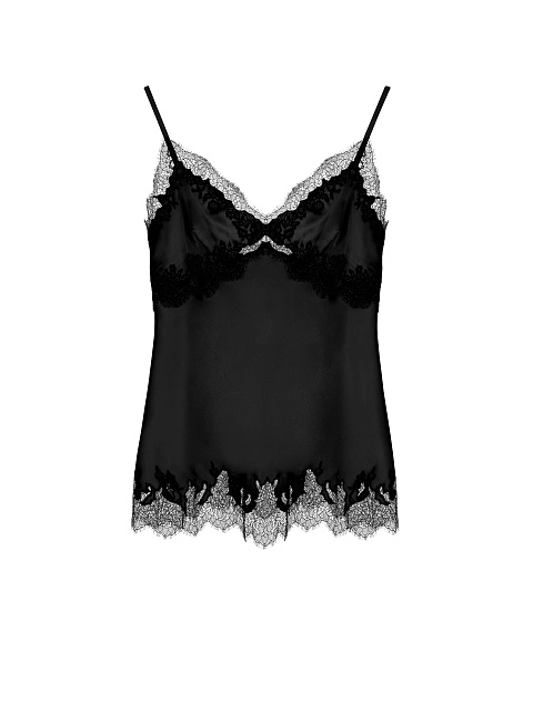 Black silk lace‑trim top, 1