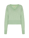 Зеленый пуловер из кашемира в стразах