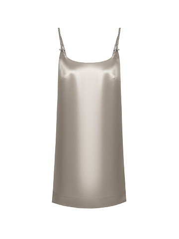 Silver satin mini dress, 1