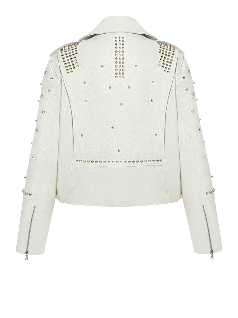 White Studded Leather Biker Jacket, 2 White Studded Leather Biker Jacket, 2