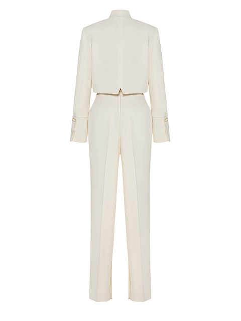 Milk Wool Two-piece Suit With A Cropped Jacket, 2