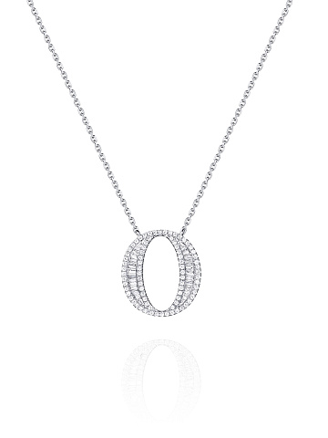 Necklace with pendant made of white gold and diamonds in the shape of the letter O, 1