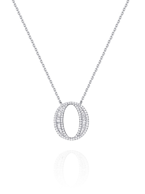 Necklace with pendant made of white gold and diamonds in the shape of the letter O, 1