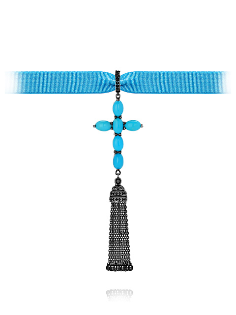 Pendant made of blackened gold and turquoise, 1