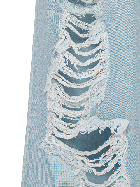 Light Blue Ripped Wide Leg Jeans, 4