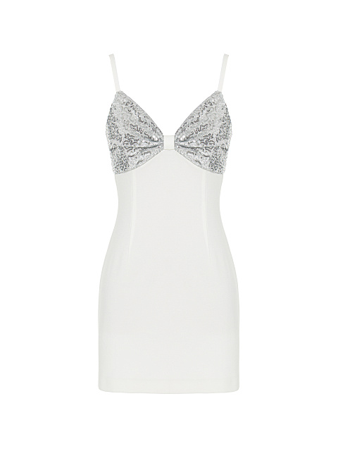 White & Silver Sequin Jersey Mini Dress, 1 White & Silver Sequin Jersey Mini Dress, 1
