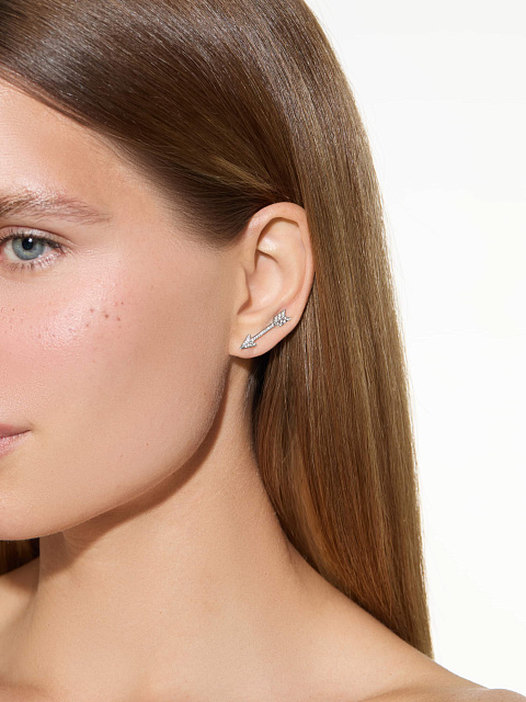 Asymmetrical stud earrings with pink enamel and LG diamonds, 4