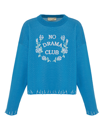 Bright Blue "No Drama Club" Sweater, 1