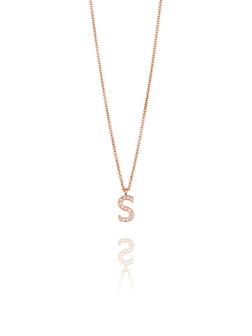 Rose Gold & Diamonds Letter "S" Necklace, 1